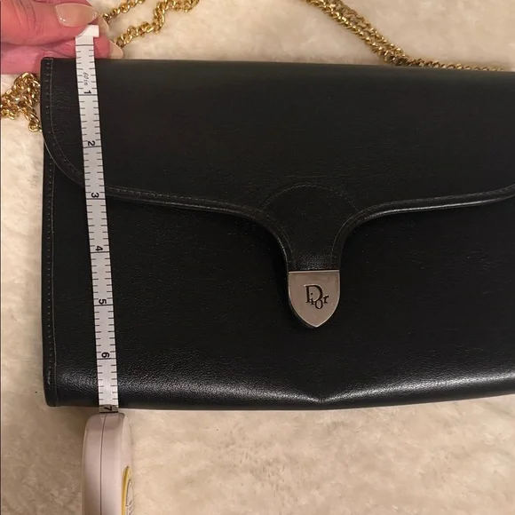Dior Vintage Elegant Black Leather Shoulder Bag EXCELLENT